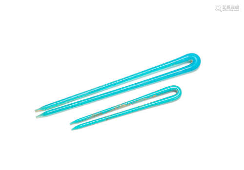 Two turquoise glass hairpins Song Dynasty