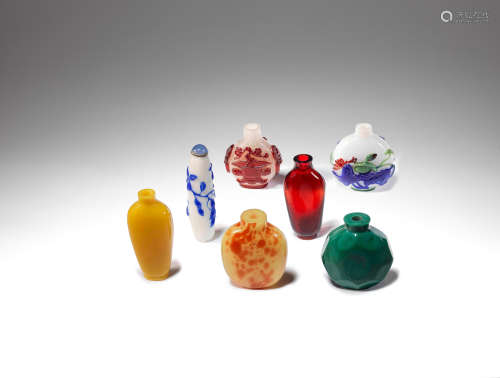 Seven glass snuff bottles Qing Dynasty