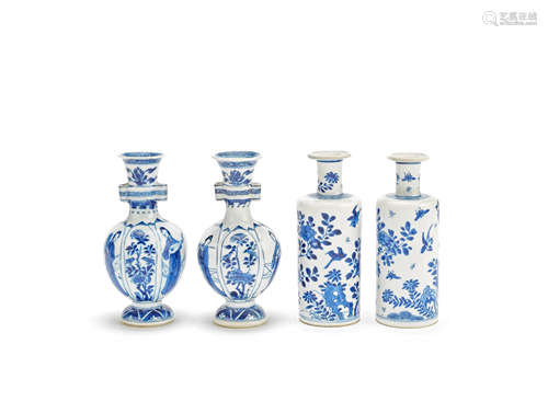 Two pairs of blue and white vases 18th century