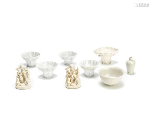 A group of blanc-de-chine and white glazed wares 17th/18th century and later