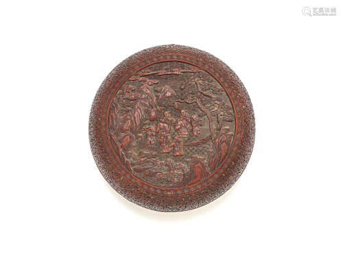A carved cinnabar lacquer box and cover 19th century
