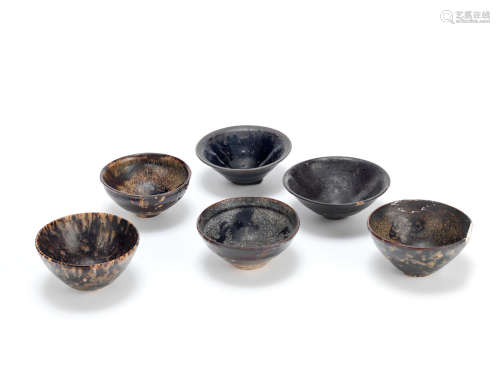 A group of six various Jian, Jizhou and Henan ware bowls Song Dynasty