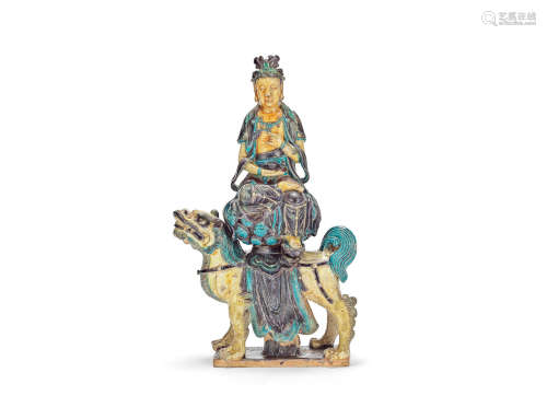 A Fahua 'Guanyin and Buddhist' lion group Ming Dynasty