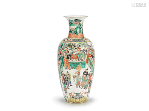 A famille verte 'court scene' vase 19th century