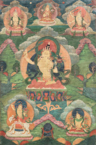 A thangka of Manjusri Tibet, 18th/19th century