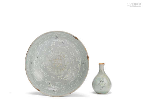 Two Korean slip-inlaid celadon wares Goryeo Dynasty, 13th century