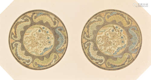 Two woven silk rank badges Korea, Joseon Dynasty