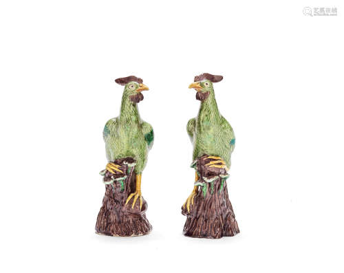 A pair of polychrome glazed birds Qing Dynasty