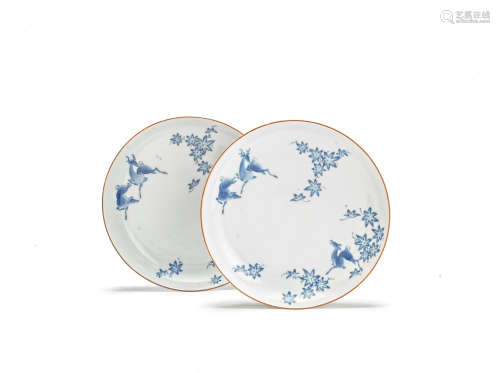 A pair of Arita blue and white dishes Edo Period, 17th/18th century