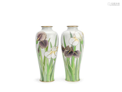 A pair of enamel vases Meiji Period