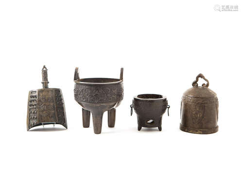 Four archaistic bronze ritual vessels Yuan/Ming-Qing Dynasty and possibly later