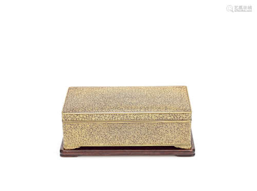 A gilt-damascened Komai box and hinged cover Meiji Period