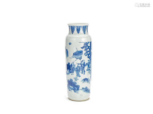 A blue and white 'Pointing to the rising Sun' sleeve vase Chongzhen