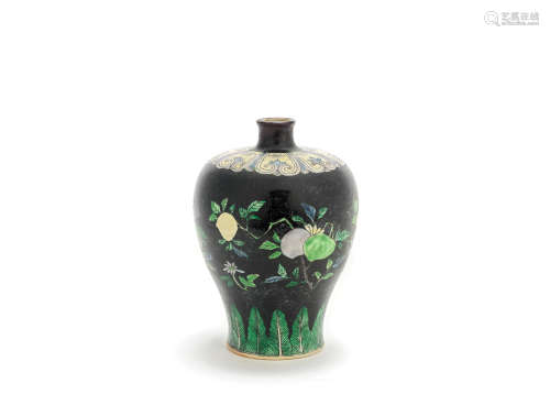 A famille noire vase, meiping 18th century