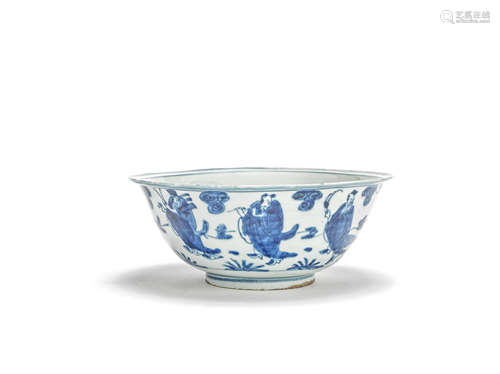 A blue and white 'Eight Immortals' bowl Late Ming Dynasty