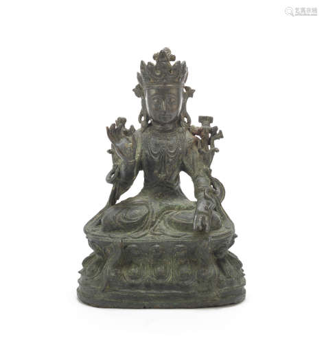 A bronze figure of a Bodhisattva Late Ming Dynasty