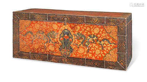 A large painted lacquered wood 'double dragon' storage chest Tibet, 17th/18th century