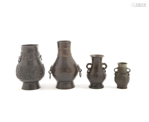 Four archaistic bronze vases, hu Song-Ming Dynasty