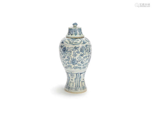 A blue and white vase and cover, meiping Late 16th century