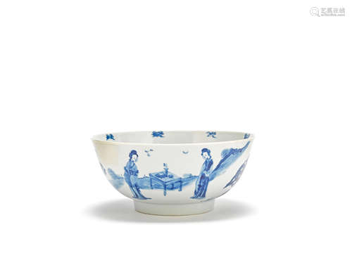 A blue and white 'ladies' bowl Chiyu Baoding Zhizhen mark, Kangxi