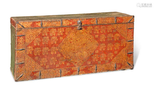 A red and gilt 'dragon and shou' storage chest Tibet, 18th century