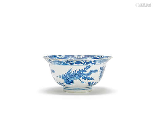 A blue and white bowl Kangxi six-character mark and of the period