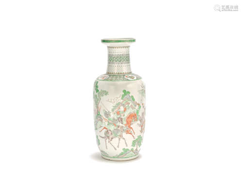 A famille verte rouleau vase 19th century
