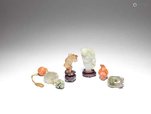 A varied group of jade and hardstone carvings Qing Dynasty