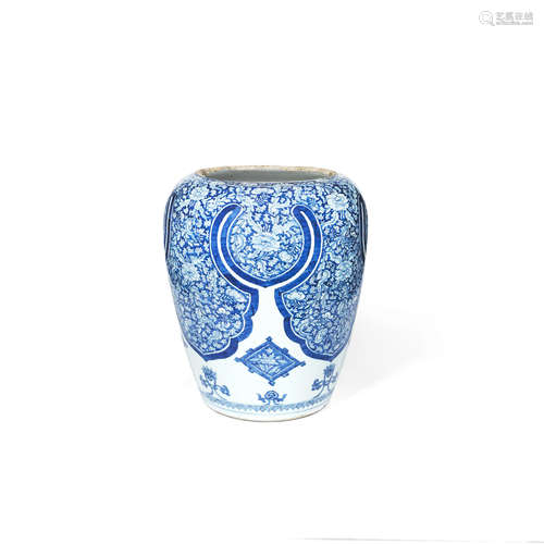 A large blue and white jar Kangxi