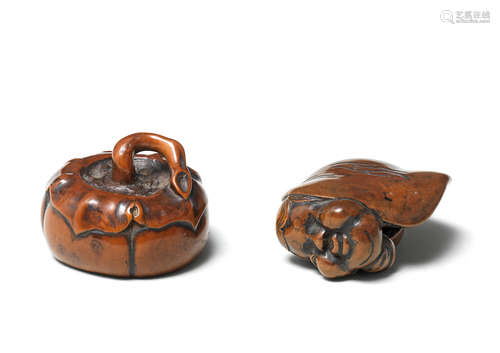 Two boxwood netsuke of vegetable subjects 19th century