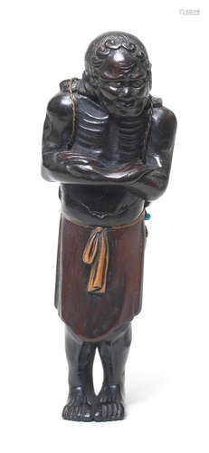 A wood netsuke of a coral fisherman By Soichi, late 19th century