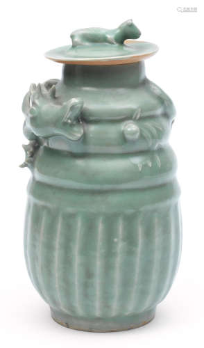 A Longquan celadon'funerary' jar and cover Southern Song Dynasty