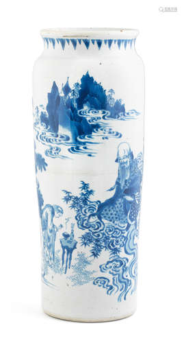 A rare blue and white 'shoulao' sleeve vase Circa 1640