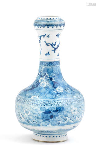 A very rare blue and white garlic-head vase Kangxi six-character mark and of the period