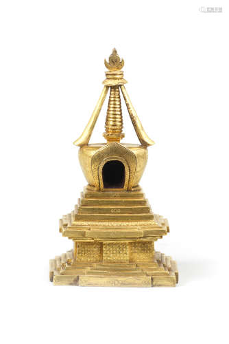 A gilt-bronze Stupa 18th century