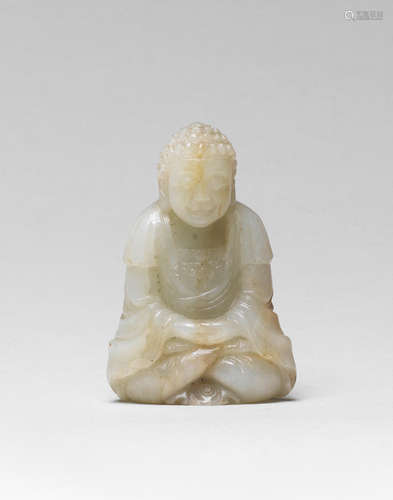 A small pale green jade carving of Buddha 17th/18th century