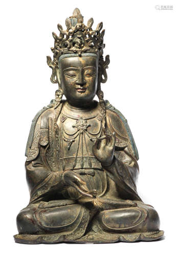 A large gilt-lacquered bronze figure of Mahasthamaprapta Ming Dynasty