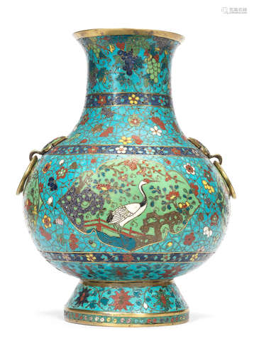 A cloisonné enamel baluster vase, Hu 17th century