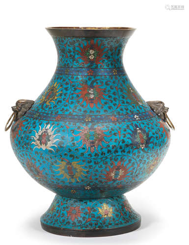 A cloisonné enamel 'lotus' vase, hu 17th century