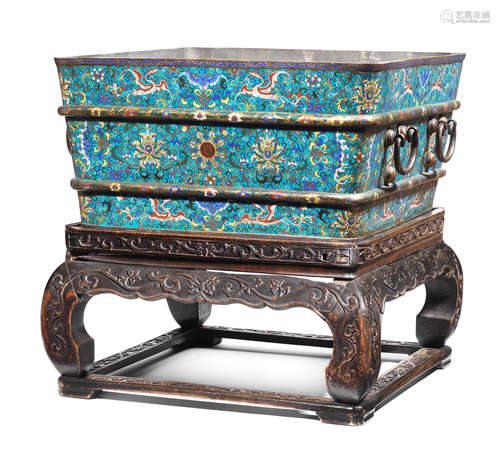 An imperial cloisonné and champlevé enamel 'phoenix' ice chest Qianlong/Jiaqing