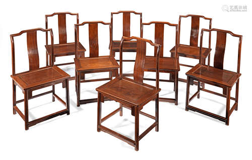 A set of eight huanghuali yokeback chairs Late Qing Dynasty/Republic Period