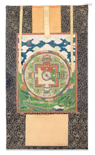 An imperial painting of a Vajraheruka 'twenty-one' deity mandala Tibeto-Chinese, Qianlong Period, circa 1750-1763