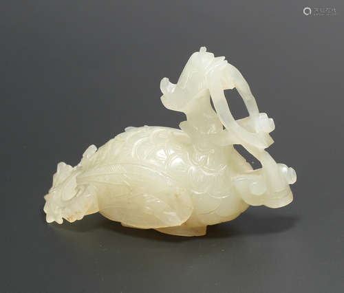 A rare white jade carving of a phoenix 18th century