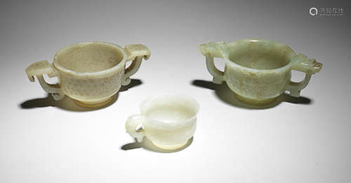 three archaistic jade cups 16th/17th century