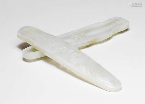 A very fine and rare white jade 'Guqin' joss-stick holder box and cover Qianlong