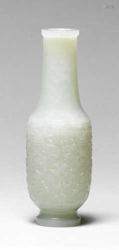 A very fine white jade incense-tool vase Qianlong