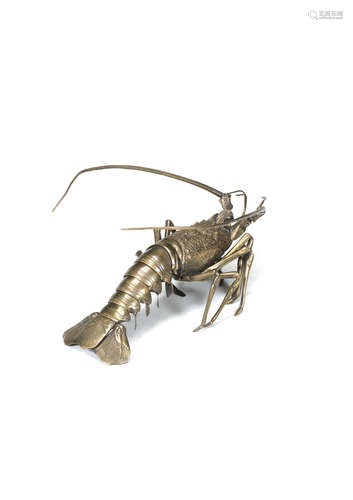 A brass articulated model of an ebi (spiny lobster) Meiji (1868-1912) or Taisho (1912-1926) era, early 20th century