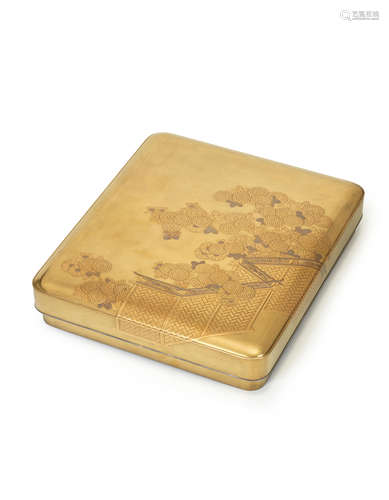 A set of bundai (writing table) and suzuribako (box for writing utensils) and cover By Kumazawa Shinsho, Meiji (1868-1912) or Taisho (1912-1926) era, early 20th century