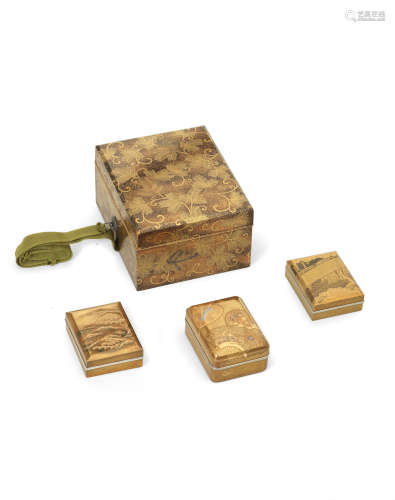 Four gold-lacquer boxes Meiji era (1868-1912), late 19th/early 20th century