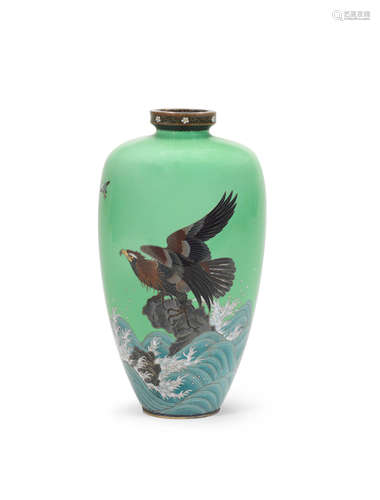 A cloisonné-enamel slender ovoid vase Attributed to Hayashi Kihyoe for the Ando Company, Meiji era (1868-1912), late 19th/early 20th century